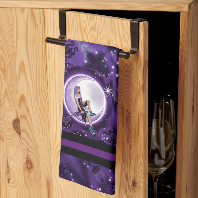 Linge De Cuisine Enfant de lune violette (Pliage en tiers)