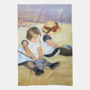 Linge De Cuisine Enfants de Mary Cassatt jouant sur la plage