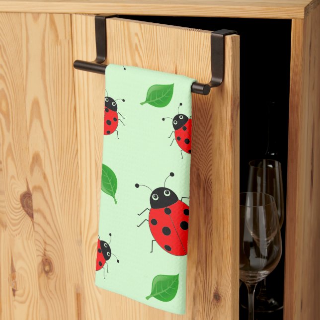 Linge De Cuisine Enfants mignonne Rouge coccinelle et congé vert en (Pliage en tiers)