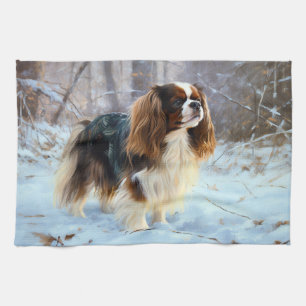 Linge De Cuisine English Toy Spaniel Laisser Neige Noël