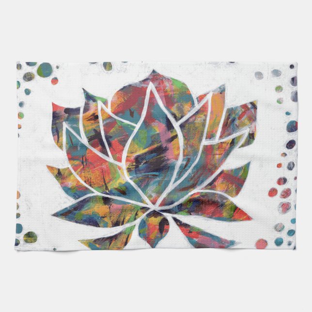 Linge De Cuisine Enigmatic Oriental Lotus Flower Original Abstrait (Horizontal)