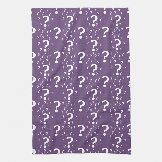 Linge De Cuisine Énigme point d'interrogation puzzle violet (Vertical)