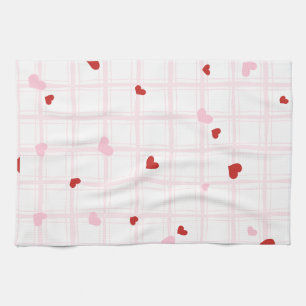 Linge De Cuisine Ensemble de cuisine coordonné à grille rose et cœu