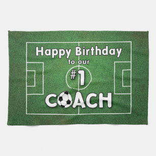 Linge De Cuisine Entraîneur de football Anniversaire avec terrain
