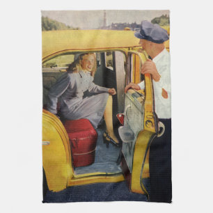 Linge De Cuisine Entreprise Vintage, Femme passagère de taxi