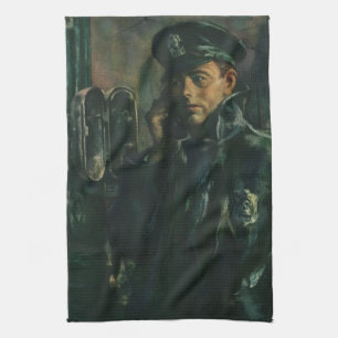 Linge De Cuisine Entreprise Vintage, Policier au Téléphone d'Urgenc