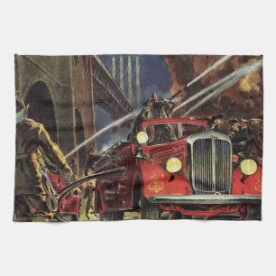 Linge De Cuisine Entreprise Vintage, Pompiers Camions de pompiers