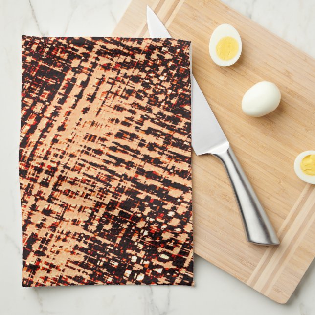 Linge De Cuisine Épais rayures croisées en orange avec ombre (Quart Plié)