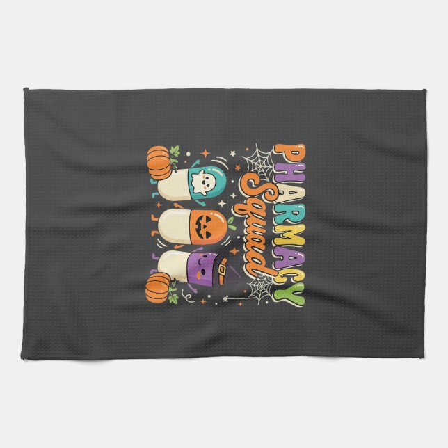 Linge De Cuisine Équipe de pharmacie Halloween Ghost Pills Design_1 (Horizontal)