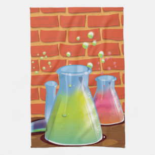 Linge De Cuisine Équipement de science en verre de dessin animé sur