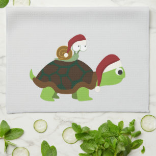 Linge De Cuisine Escargot de Noël sur une tortue