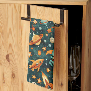 Linge De Cuisine Espace atomique milieu du siècle Orange sarcelle P