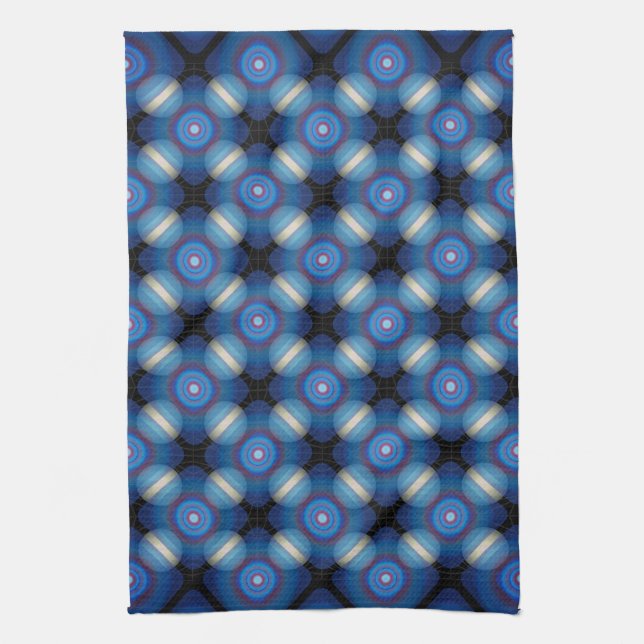 Linge De Cuisine Espace Géométrique Bleu (Vertical)