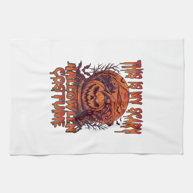 Linge De Cuisine Est Costume Halloween Effrayant Citrouille Araigné (Horizontal)