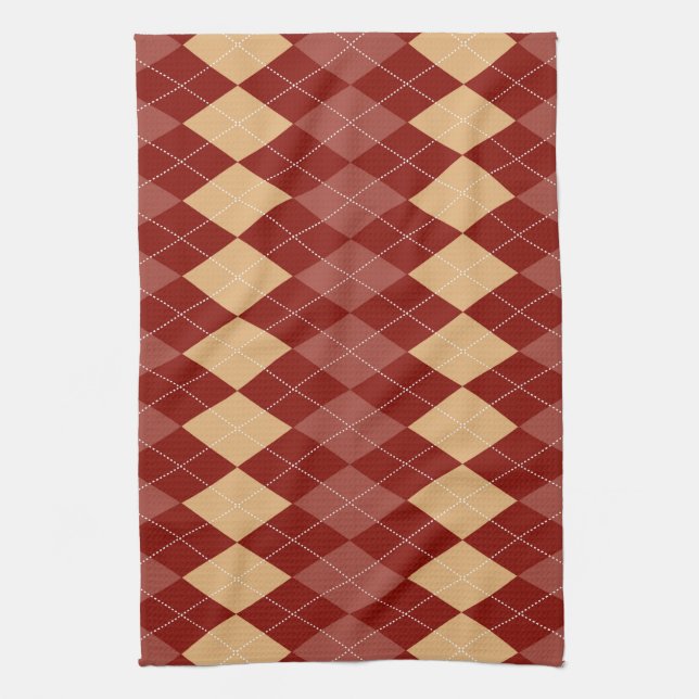 Linge De Cuisine esthétique argyle cosy avec des lignes pointillées (Vertical)