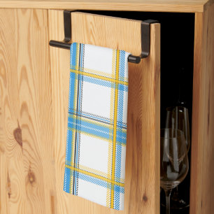 Linge De Cuisine Esthétique carreaux bleu jaune vif