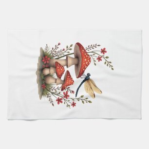 Linge De Cuisine Esthétique Cottagecore Libellule Champignon Sorciè