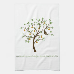 Linge De Cuisine Et un perdrix dans un poirier