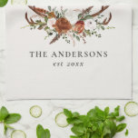 Linge De Cuisine Etanche en grès vert en terre cuite couleur floral<br><div class="desc">Feuillage rustique,  fleurs et bois de cerf maison personnalisent ensemble de serviettes cadeaux mariage. Avec de belles aquarelles,  blanc,  bordeaux,  rouille,  terre cuite et sauge fleurons verts,  bois de cerf,  cet ensemble rustique moderne aura l'air élégant dans votre maison et un grand rappel de votre jour spécial.</div>