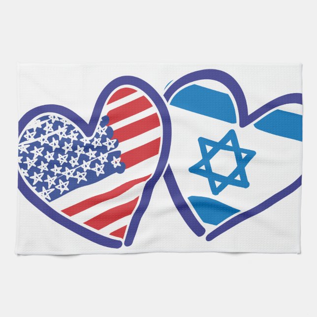 Linge De Cuisine États-Unis Israël Coeur Drapeau (Horizontal)