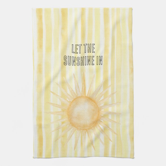 Linge De Cuisine Été au soleil rayures jaunes   (Vertical)