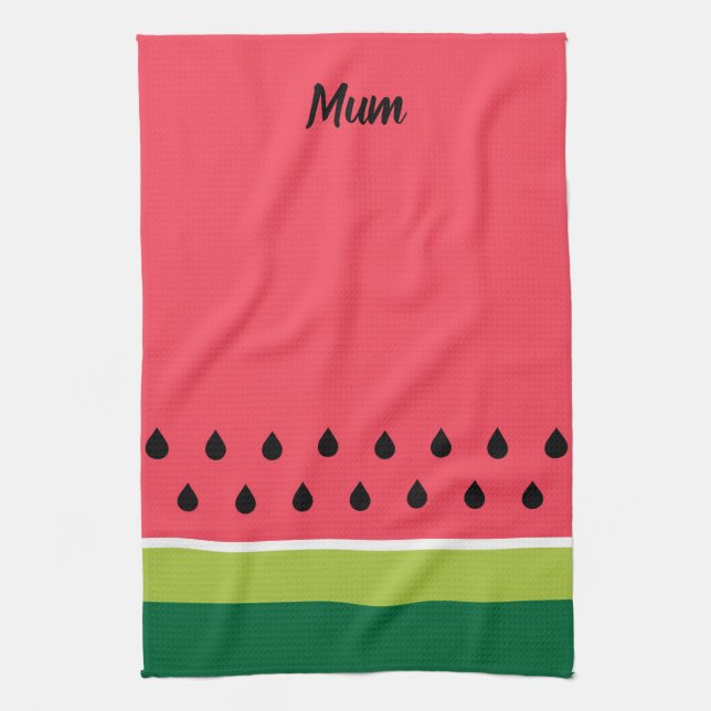 Linge De Cuisine Eté Coral Pink Green Watermelice Fruit Slice (Vertical)
