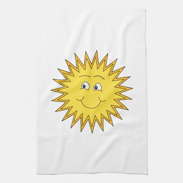 Linge De Cuisine Été jaune Sun avec un visage heureux (Vertical)