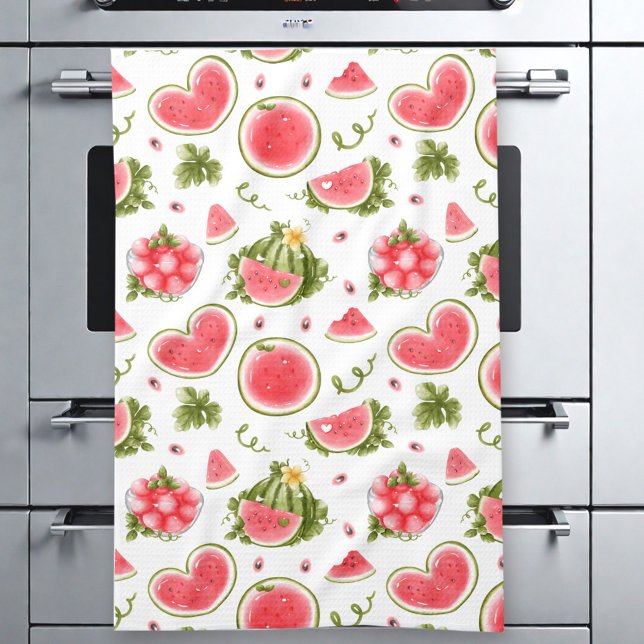 Linge De Cuisine Eté Pink Pink White (Watermelon Pink White Summer Kitchen Towel)