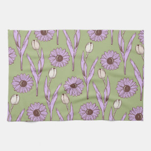 Linge De Cuisine Été végétal vert violet tropical
