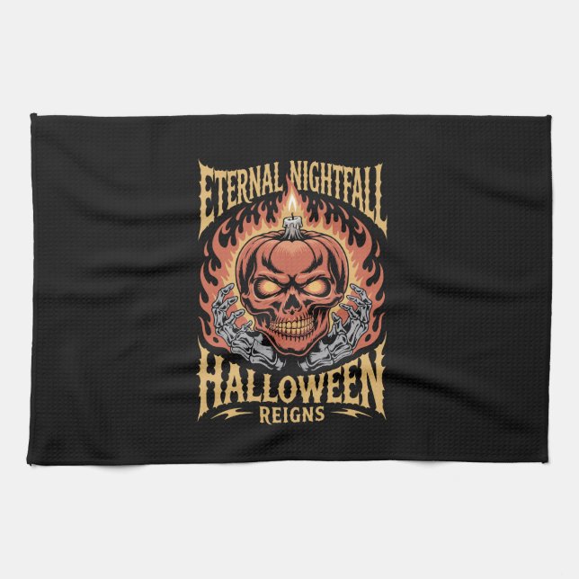 Linge De Cuisine Eternal Nightfall Halloween Skull Pumpkin (Horizontal)