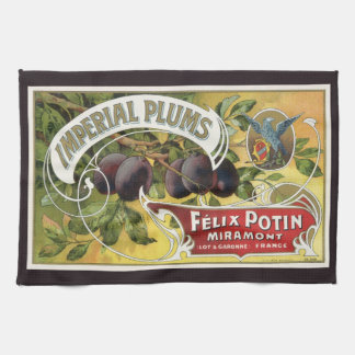 Linge De Cuisine Étiquette de caisse de fruits vintage, prunes impé
