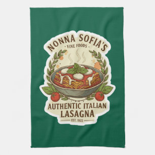 Linge De Cuisine Étiquette de Lasagne Italienne Authentique Vintage