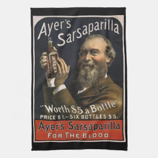 Linge De Cuisine Étiquette de produit vintage, boisson Sarsaparilla