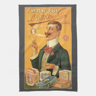 Linge De Cuisine Étiquette de produit vintage, tabac à cigarette ru