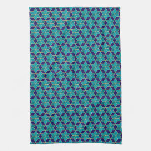 Linge De Cuisine Etoile bleue et turquoise de David Tessellation