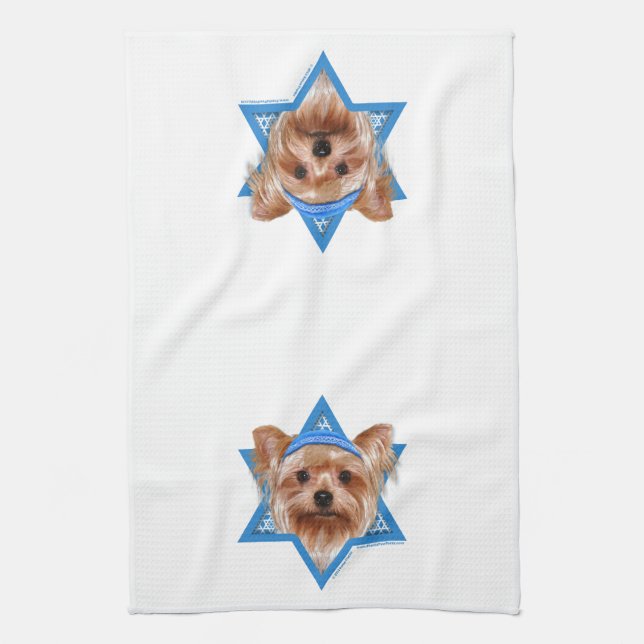 Linge De Cuisine Étoile de David de Hanoukka - Yorkshire Terrier (Vertical)