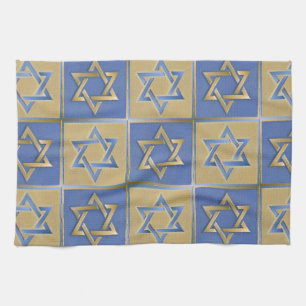 Linge De Cuisine Étoile de David Judaica Métal Or Bleu