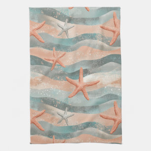 Linge De Cuisine Étoile de mer boho terracotta sarcelle plage organ