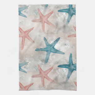 Linge De Cuisine Étoile de mer côtière sur motif de vagues de sable