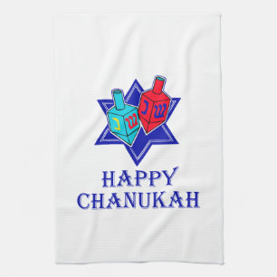 Linge De Cuisine Étoile heureuse et Dreidel de Chanukah