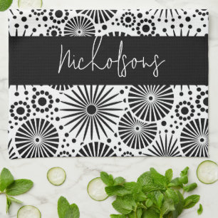 Linge De Cuisine Étoile moderne géométrique noir blanc Nom