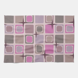 Linge De Cuisine Étoiles Carrés modernes du milieu du siècle Rose v