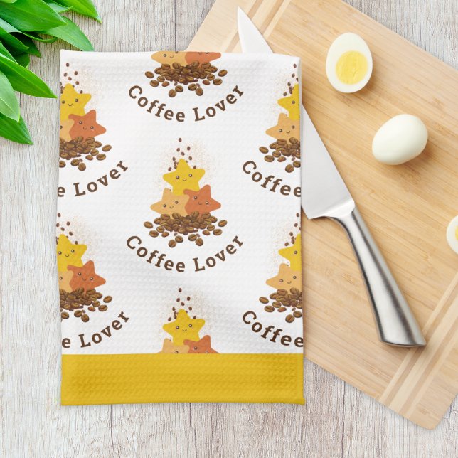 Linge De Cuisine Etoiles d'aquarelle et fèves de café très agréable (Créateur téléchargé)