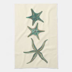 Linge De Cuisine Étoiles de mer triples bleu vert