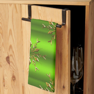 Linge De Cuisine Étoiles de Noël d'or sur Noël vert