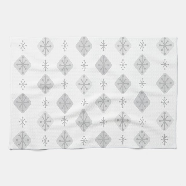 Linge De Cuisine Étoiles du milieu du siècle Diamants Gris Clair (Horizontal)