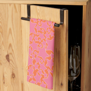 Linge De Cuisine Étoiles, Étoiles, Étoiles en rose et orange