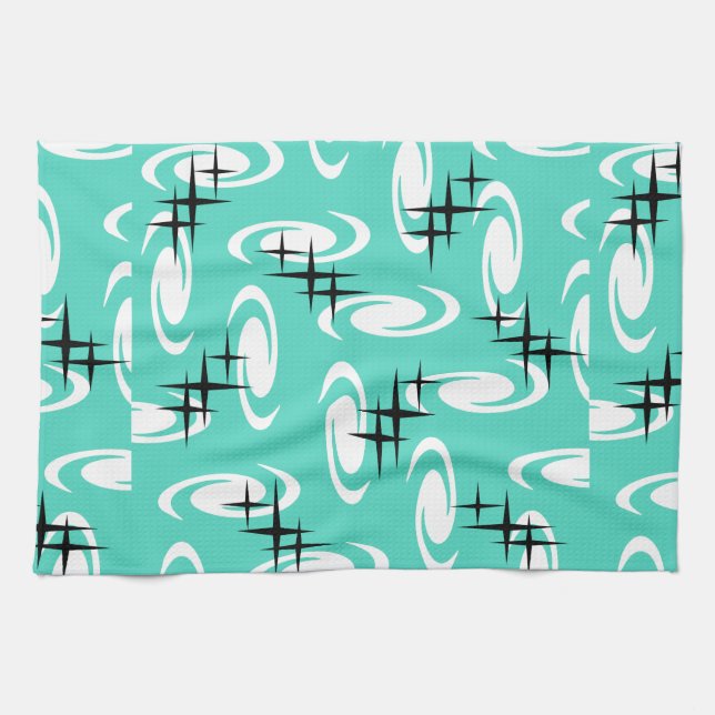 Linge De Cuisine Étoiles Motif Turquoise (Horizontal)