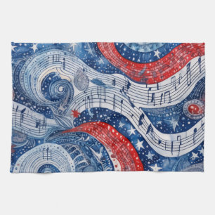 Linge De Cuisine Étoiles Musicales Tourbillonnantes du 4 Juillet