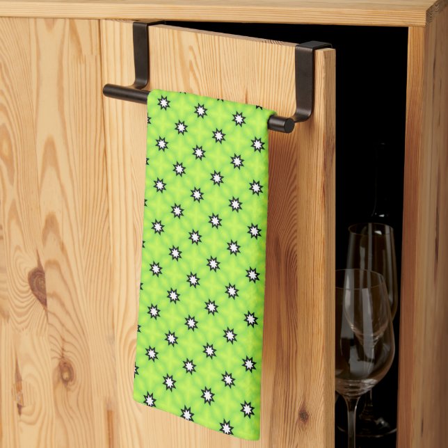 Linge De Cuisine Étoiles noires et blanches (Pliage en tiers)